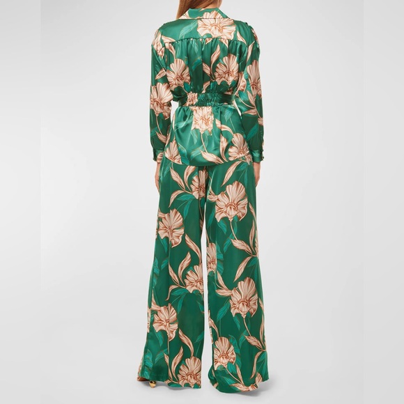 MISA Los Angeles Farah Floral Satin Long-Sleeve Wrap Top, NWT SIZE L - Picture 3 of 3